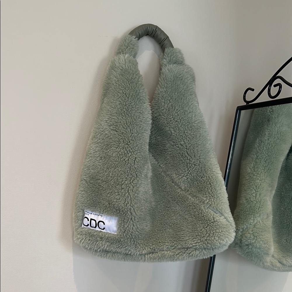 CDC Green Fuzzy Tote Bag